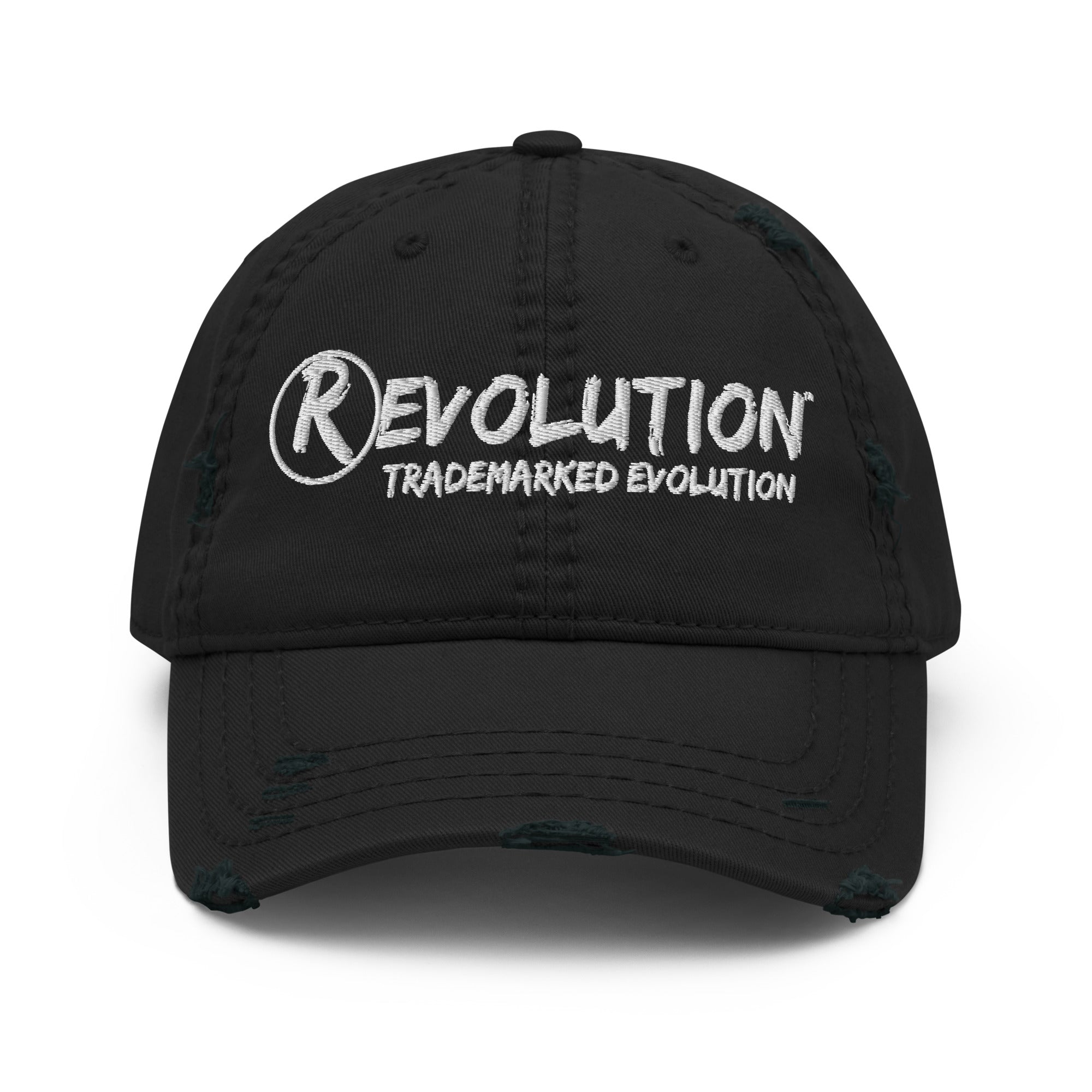 Revolution streetwear black Distressed Dad Hat front view