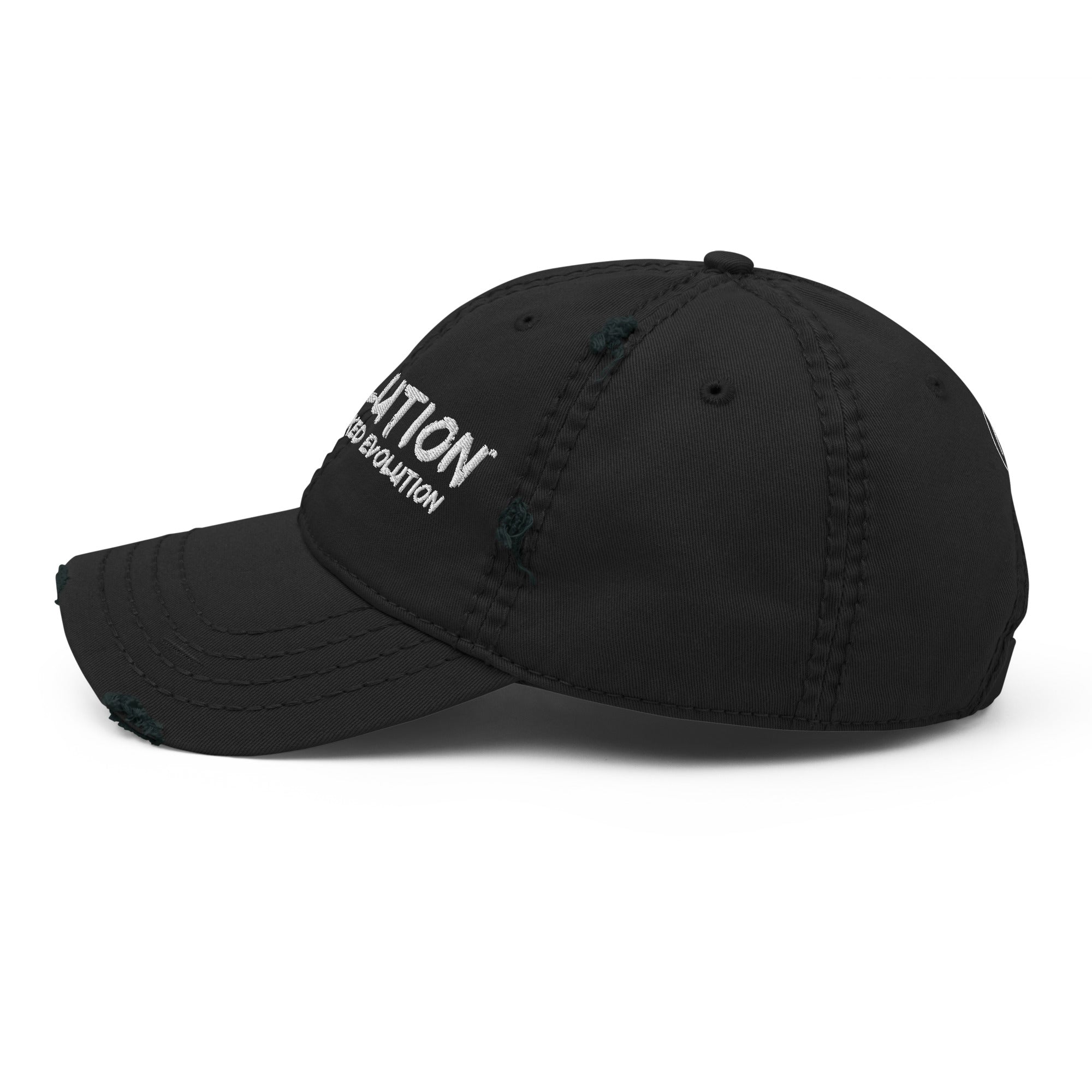 Revolution streetwear black Distressed Dad Hat left side view