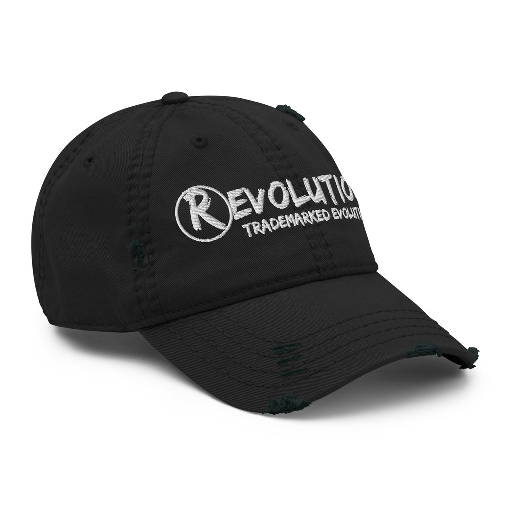 Revolution streetwear black Distressed Dad Hat right angle view