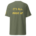Revolution streetwear military green classic t-shirt yellow IT'S ALL MADE UP graphics back view