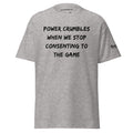 Revolution streetwear sport grey classic t-shirt black POWER CRUMBLES graphics front view