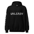 Revolution streetwear black classic hoodie gray UNLEARN AWAKEN RECLAIM graphics front view