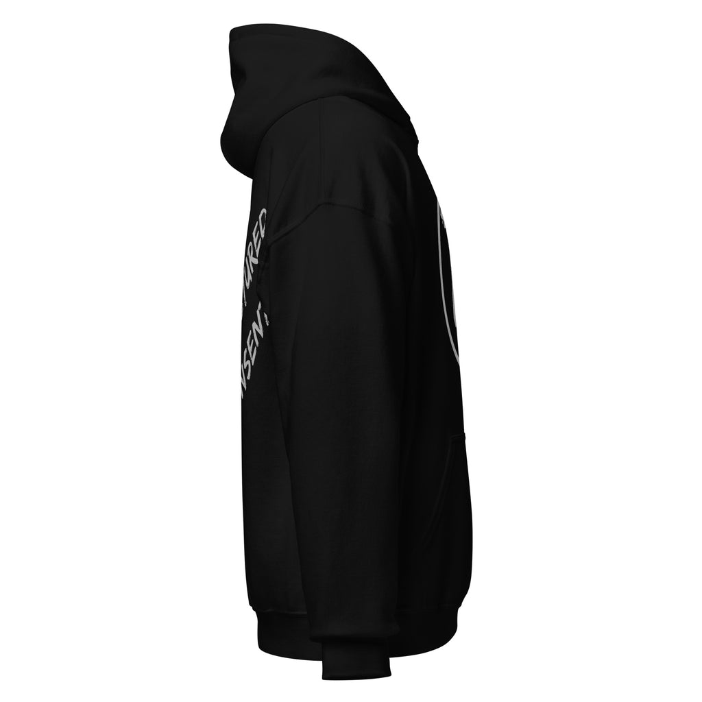Revolution streetwear black classic hoodie gray RESIST MANUFACTURED CONSENT graphics right side view