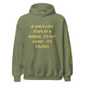 Revolution streetwear military green classic hoodie yellow GOD'S LOVE graphics front view