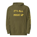Revolution streetwear army premium hoodie yellow IT'S ALL MADE UP graphics front view