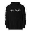 Revolution streetwear black premium hoodie gray UNLEARN AWAKEN RECLAIM graphics front view