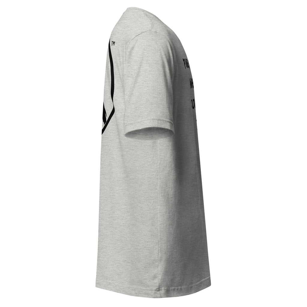 Revolution streetwear heather gray premium t-shirt black POWER CRUMBLES graphics right side view