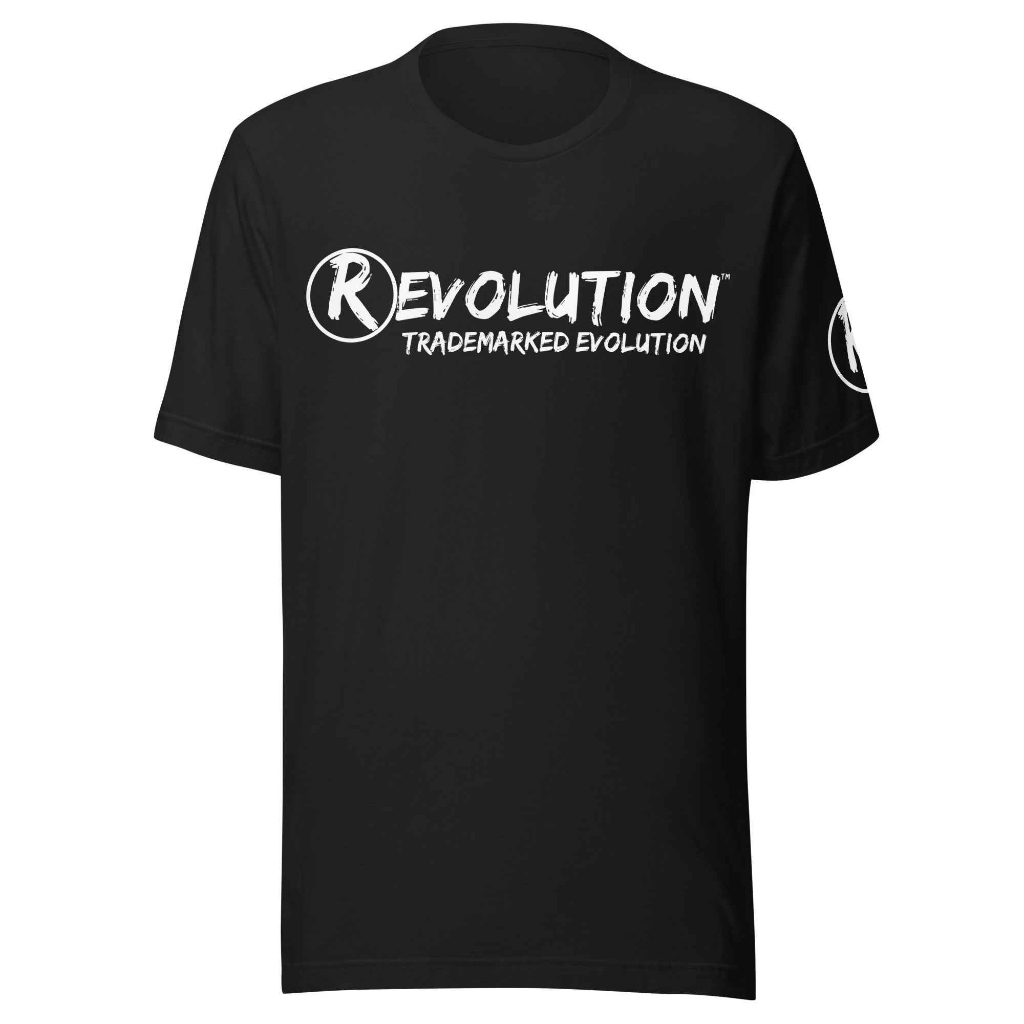 Revolution streetwear black premium t-shirt white GOD'S LOVE graphics front view